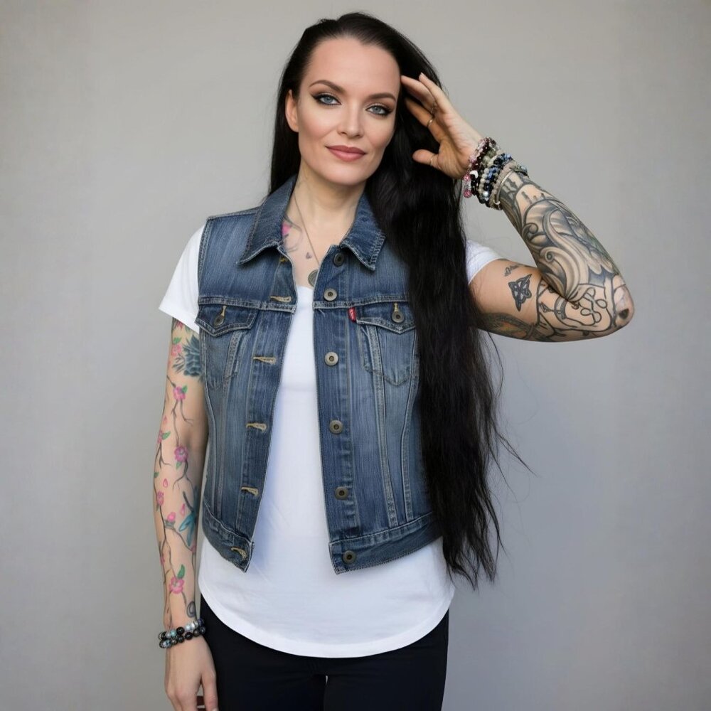 Levi’s ✦ Vintage Blue Sleeveless Denim Vest ✦ Classic Trucker Cotton Layering S - Picture 6 of 13